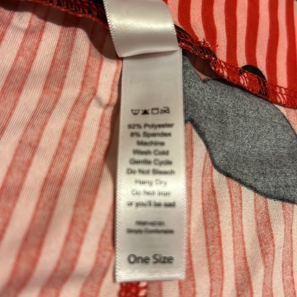 NEW RARE Lularoe OS Mustache Leggings Vertical Pink & Red Stripes Barber UNICORN - Picture 8 of 9